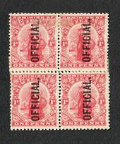 NEW ZEALAND 1909 1d Dominion Officials. Offset printing. Block of 4 ( 2 pairs held by hinges). - 20623 - Mint