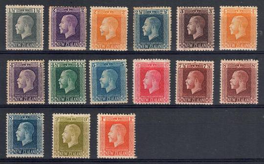 NEW ZEALAND 1915 Geo 5th Definitives Recess. Set of 15. - 20659 - Mint