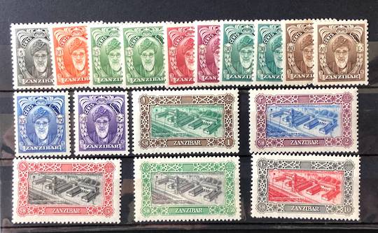 ZANZIBAR 1952 Definitives. Set of 14 plus SG 341a 344a and 346a (colour Varieties). - 20723 - UHM
