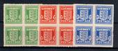 GUERNSEY 1941 Definitives. Set of 3 in blocks of 4. Two hinged copies of each set and two never hinged. - 20853 - Mixed