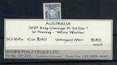AUSTRALIA 1937 Geo 6th Definitive 3d Die 1 White Wattles. Joined pair. Or as single $140.00 each. - 20901 - UHM