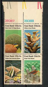 USA 1980 Coral Reefs. Block of 4. - 20915 - UHM