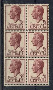 AUSTRALIA 1951 Booklet Pane of 6 of the Geo 6th Definitive 3.1/2d brown-Purple. - 20918 - UHM