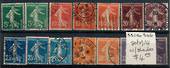 FRANCE 1907 Definitives. Set of 14. Includes shades. - 20953 - Used