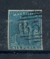 MAURITIUS 1859-61. 6d blue with four clear margins. A sound stamp. - 21012 - FU