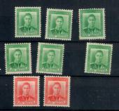 NEW ZEALAND 1938 Geo 6th Definitive ½d in three colours Green Yellow-Green and Blue-Green and the 1d Second Fine Paper in the sa