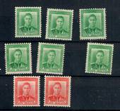 NEW ZEALAND 1938 Geo 6th Definitive ½d in three colours Green Yellow-Green and Blue-Green and the 1d Second Fine Paper in the s