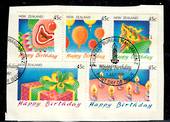 NEW ZEALAND 1991 Happy Birthday. Booklet pane. Cut out from first day cover. - 21032 - FU