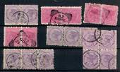 NEW ZEALAND 1882 Victoria 1st Second Sideface. Selection of 1d and 2d in multiples. - 21033 - Used