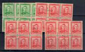 NEW ZEALAND 1938 Geo 6th Definitive Booklet panes. Two panes of the ½d Green and three panes of the 1d Red. Four of the panes ha