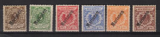 MARIANA ISLANDS 1899 Definitives with overprint at 56 degrees. Fine set of 6. Clean and fresh. - 21169 - LHM