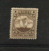 MALTA 1899 Definitive 4½d Sepia. Galley of the Knights of St John. Light tone spot on one perf. - 21194 - Mint