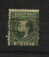 NETHERLANDS 1867 Definitive 20c Deep Green.  Perf 12½ x 12. Off centre. - 21204 - Used