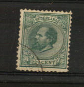 NETHERLANDS 1888 22 1/2c blue-green. Perf 12.5 x 12. Large holes. Good perfs. - 21210 - FU