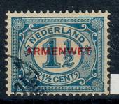 NETHERLANDS 1918 The rare Prussian blue shade of the 1 1/2 c with red ARMENWET overprint. - 21259 - VFU