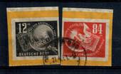 EAST GERMANY 1950 Philatelic Exhibition DEBRIA. Used copies from the same miniature sheet. Good quality. - 21385 - Used