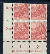 EAST GERMANY 1953 Definitive 30pf  Brown-Red. Nice corner block of 4. - 21392 - UHM