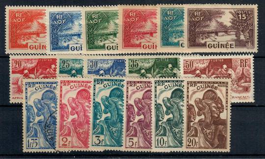 FRENCH GUINEA 1938 Definitives. Set of 33. Two values fine used. - 21447 - Mint