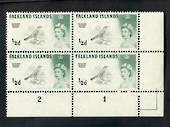 FALKLAND ISLANDS 160 Elizabeth 2nd Definitive ½d Black and Green. Positional Block of 4 with the flaw "weak entry". - 21556 - UH