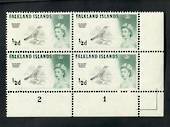 FALKLAND ISLANDS 160 Elizabeth 2nd Definitive ½d Black and Green. Positional Block of 4 with the flaw "weak entry". - 21556 - U