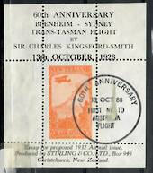 NEW ZEALAND 1988 60th Anniversary of the First Blenheim to Sydney Flight. Miniature sheet. - 21688 - VFU