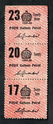 NEW ZEALAND 1947 Petrol Ration Labels. Strip of 3. - 21694 - Cinderellas