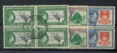 GILBERT & ELLICE ISLANDS 1939 Geo 6th Definitives ½d 1d and 5/- in blocks of 4. - 21735 - Used