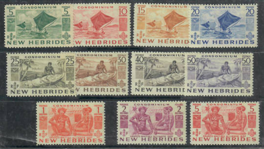 NEW HEBRIDES 1953 Definitives. Set of 11. Very lightly hinged. - 21754 - LHM