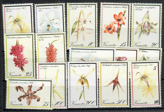 VANUATU 1982 Orchids. Set of 14. Plus 1985 Surcharge 5v on 1v. - 21766 - UHM