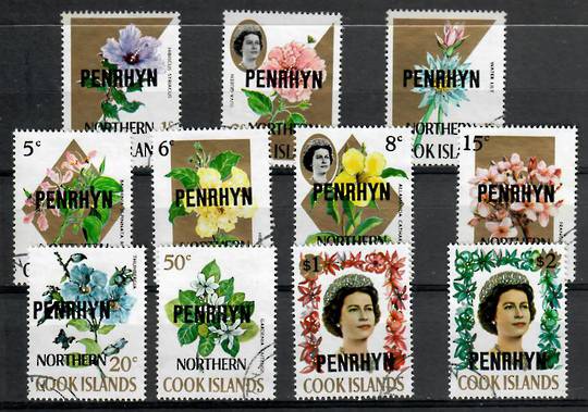 PENRHYN 1973 Elizabeth 2nd Definitives. Set of 12 with Fluorescent Markings. - 21767 - VFU