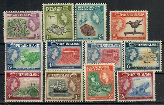PITCAIRN ISLANDS 1957 Elizabeth 2nd Definitives. Set of 12. Some hinged other never hinged and the top two values MNG. - 21778 -