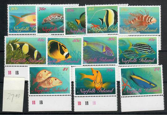 NORFOLK ISLAND 1998 Reef Fishes. Set of 12. - 21787 - UHM