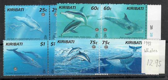 KIRIBATI 1998 Whales and Dolphins. Set of 8 in joined pairs. - 21789 - UHM