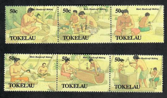 TOKELAU ISLANDS 1990 Men's Handicrafts. Set of 6 in strips of 3. - 21800 - UHM