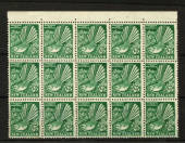 NEW ZEALAND 1935 Pictorial ½d Green. Block of 15. Rows 1 2 3. - 21818 - UHM