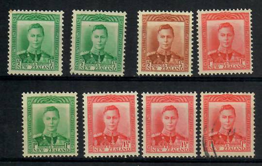 NEW ZEALAND 1938 Geo 6th Definitives. Card of 8 values identified by the vendor. - 21840 - Mint