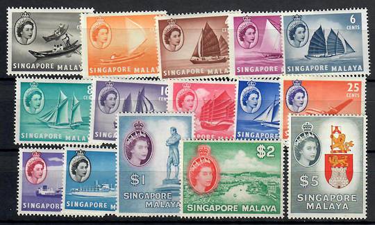 SINGAPORE 1955 Elizabeth 2nd Definitives. Set of 15. - 21956 - Mint