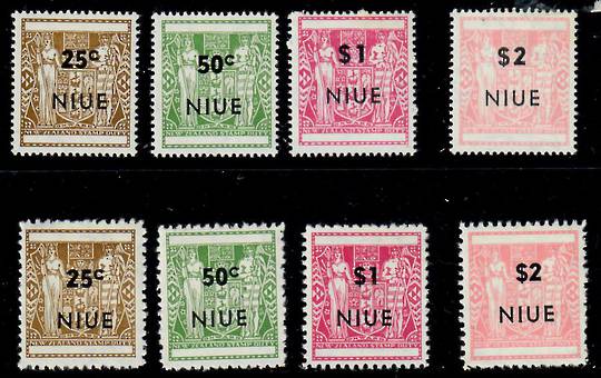 NIUE 1967 Arms Surcharges. Both perfs. Set of 8. - 21999 - UHM