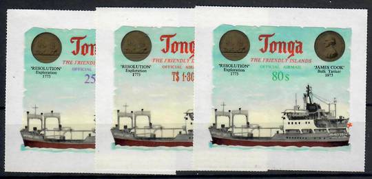 TONGA 1973 Bicentenary of the Visit of Captain James Cook to Tonga. Set of 3 official airmail values. - 22024 - UHM