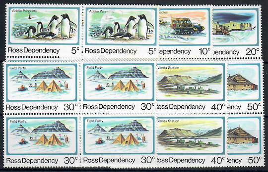 ROSS DEPENDENCY 1982 Definitives. Set of 6 in blocks of 4. - 22037 - UHM