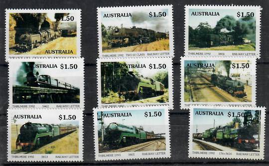 AUSTRALIA 1992 Thirlmere Railway Selection of 9 $1.50 stamps. - 22056 - UHM