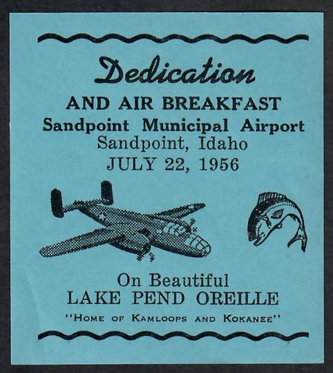 USA 1956 Dedication of Sandpoint Municipal Airport. Label. - 22058 - Cinderellas
