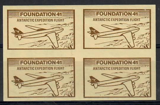 CINDERELLA Foundation 41 Antarctic Expedition Flight. Block of 4. Imperf. Lovely never hinged item. - 22062 - Cinderellas