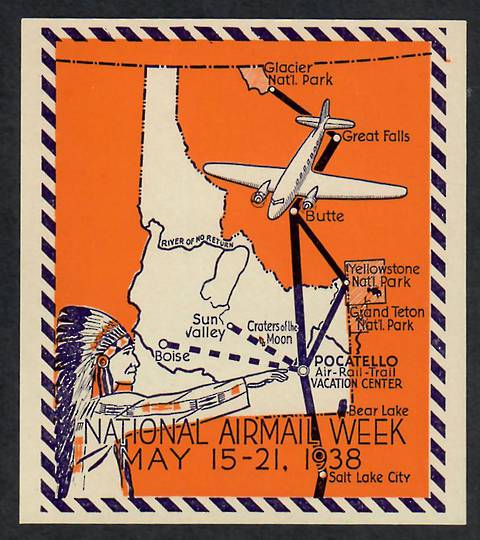 USA 1938 National Airmail Week. Label. - 22064 - Cinderellas