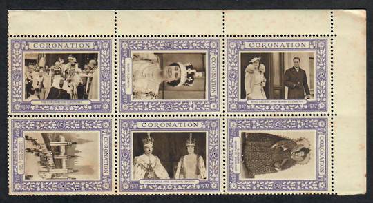 GREAT BRITAIN 1937 Coronation Cinderellas. Block of 6. Some separartion. - 22065 - Cinderellas