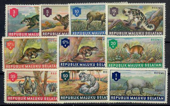 MALUKU SELANTAN ( SOUTH MOLUCCAS) Animals. Set of 10. Bogus issue by long deceased stamp dealer. - 22068 - UHM