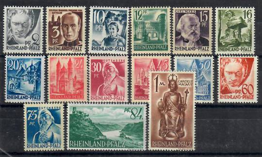 FRENCH OCCUPATION OF GERMANY RHEINLAND PALATINATE 1947 Definitives. Set of 15. - 22081 - UHM