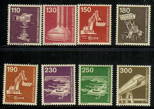 WEST GERMANY 1975 Definitives Industry. Selection of 8 values.  All the issues from 1979 forward. Generally the higher values. -