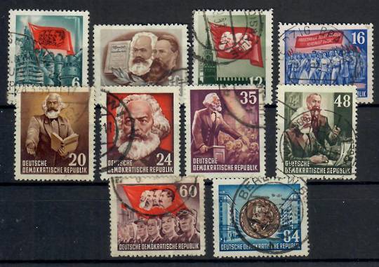 EAST GERMANY 1953 70th Anniversary of the Death of Marx. Set of 10. - 22089 - Used