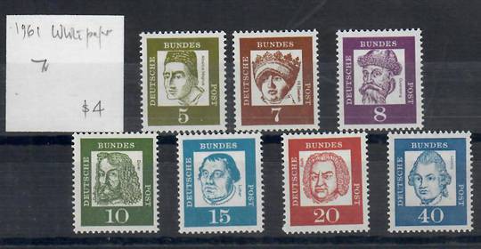 WEST GERMANY 1961 Famous Germans. White paper. Set of 7. - 22112 - UHM